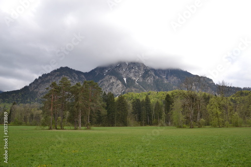 Walking in the Bavarian Alps in cloudy weather