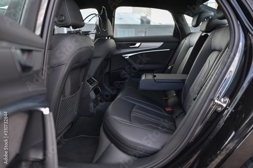 Rear black leather seats of the new car. © vpilkauskas