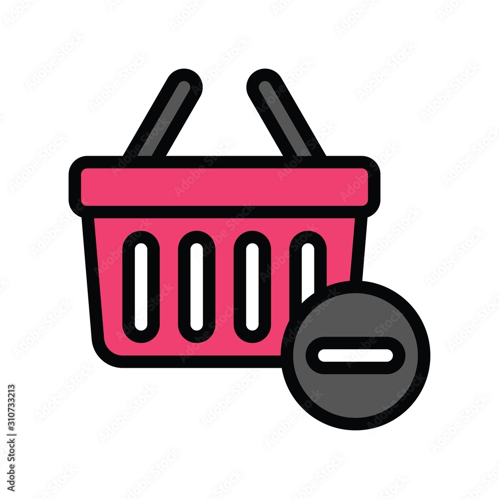 basket and minus sign related to black friday vector with filled style basket and minus sign related to black friday vector with filled style
