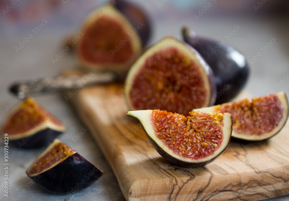 fresh figs on a wooden board
