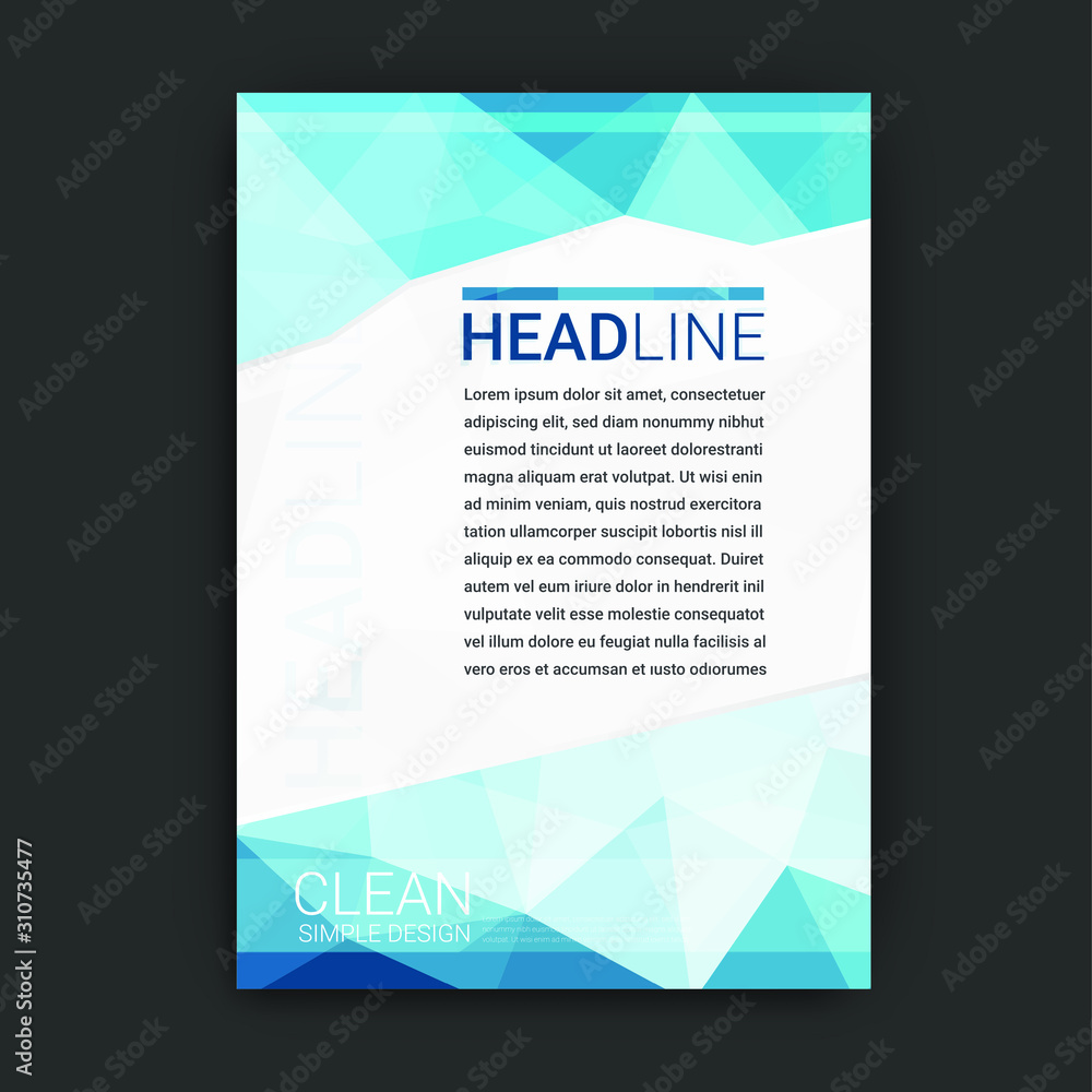 Fototapeta premium Cover design template for annual report. Abstract modern vector illustration. Cover presentation on a4. Abstract presentation templates. Flyer text font. Ad flyer text. White a4 brochure cover design