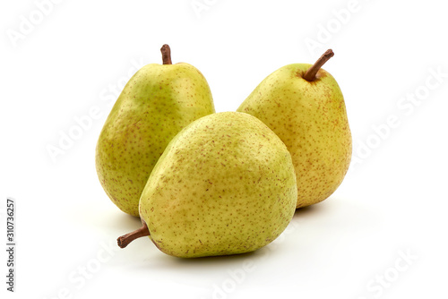 Fresh juicy pears, isolated on white background
