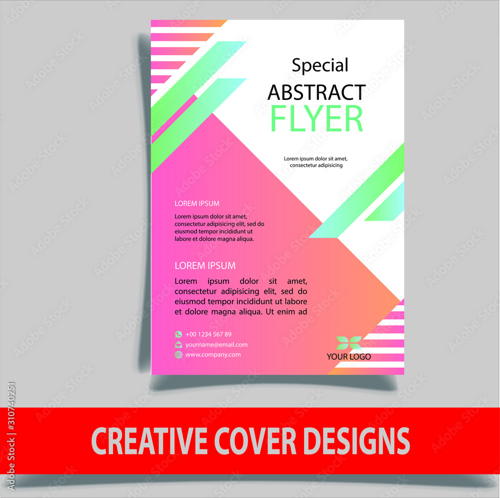 Fototapeta premium Cover design template for annual report. Abstract modern vector illustration. Cover presentation on a4. Abstract presentation templates. Flyer text font. Ad flyer text. White a4 brochure cover design