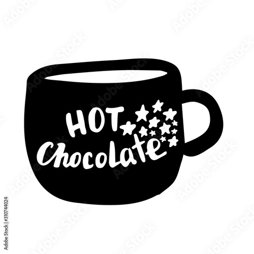 The calligraphic quote Hot chocolate with mug vector