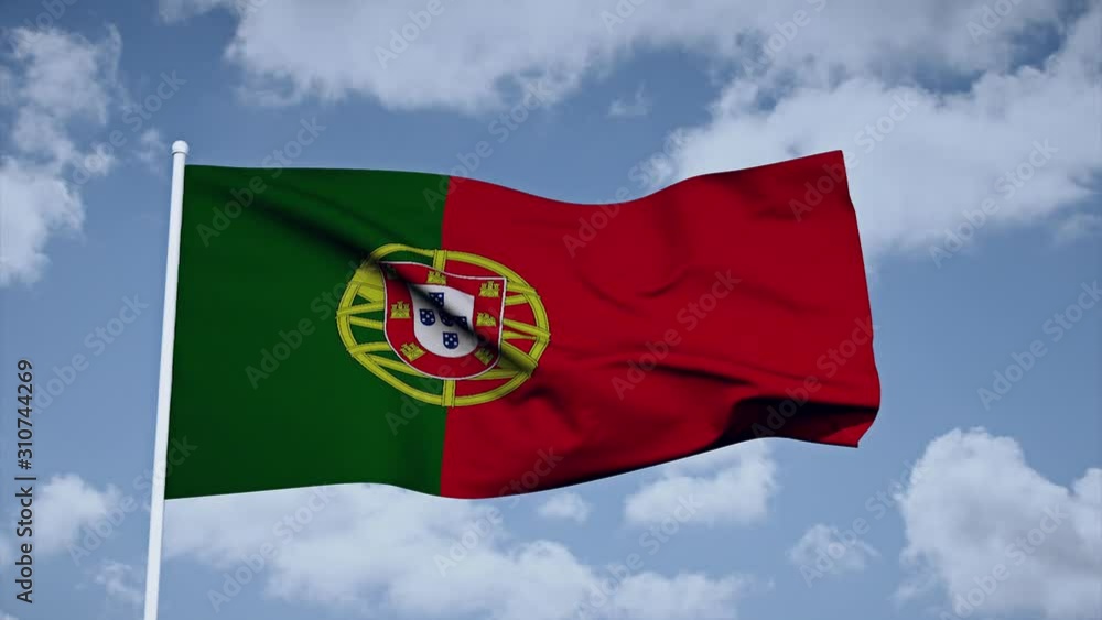 Flag of Portugal | waving flag on a blue sky | loopable Flag of Portugal | waving flag on a blue sky | loopable