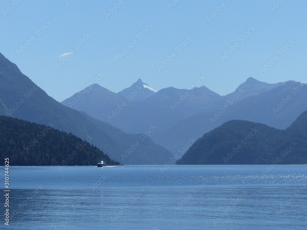 Doubtful sound in fjorland national park in New Zealand