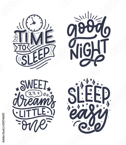Lettering Slogan about sleep and good night. Vector illustration design for graphic  prints  poster  card  sticker and other creative uses