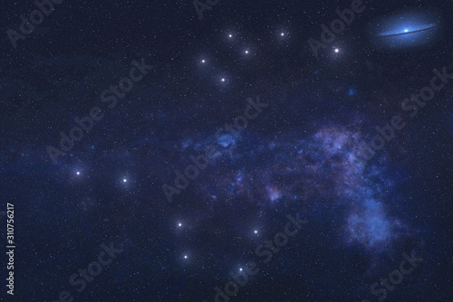 Ursa major and Ursa Minor Constellations in outer space. Zodiac Sign Ursa major and Ursa Minor constellation stars. Elements of this image were furnished by NASA  photo