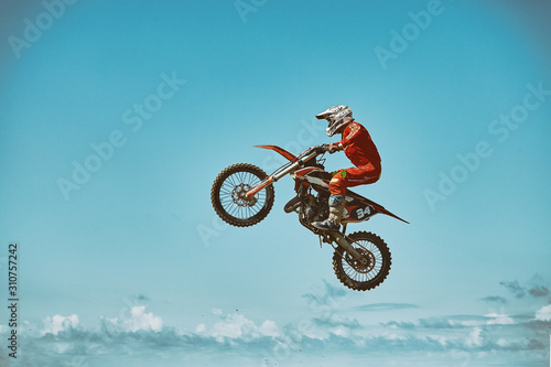 Obraz na plátně Extreme sports, motorcycle jumping