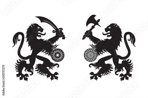 Armed Heraldic Lions