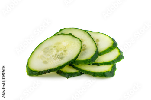 Closeup of green cucumber slices
