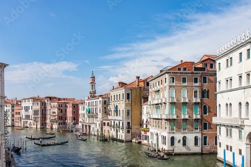 Boats and Buildings Along the Grand Canal in Venice