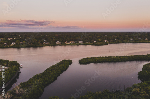 Fototapeta Naklejka Na Ścianę i Meble -  A view of land and waterway near Manasota Key, Florida