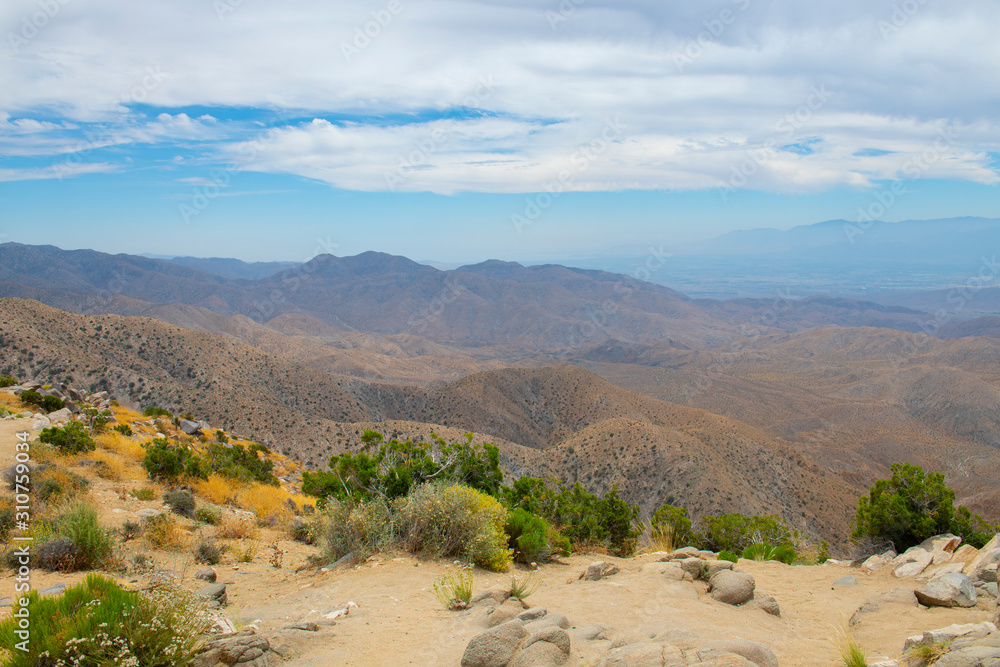 Yucca Valley aerial view from Keys View in Joshua Tree National Park near Yucca Valley, California CA, USA. Yucca Valley aerial view from Keys View in Joshua Tree National Park near Yucca Valley, California CA, USA.