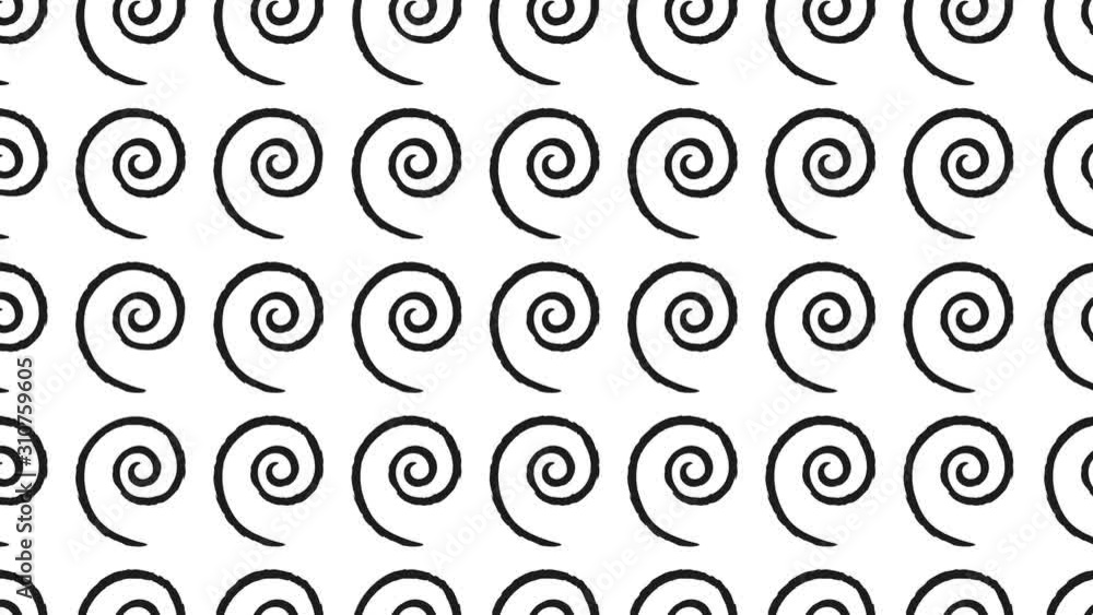 Animation of a pattern of black spirals on a white background Animation of a pattern of black spirals on a white background
