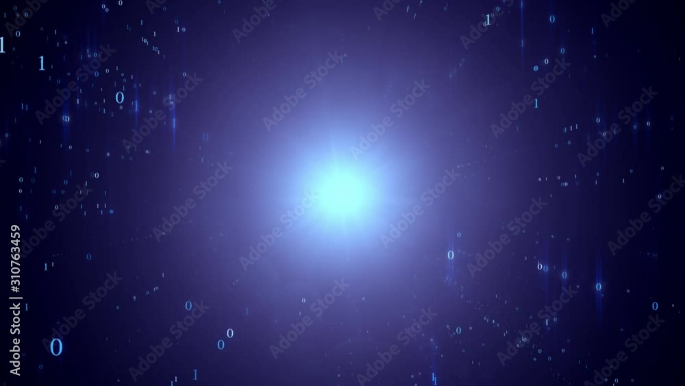 Artistic binary numbers rotation with bright shining star. Concept science copy space animation background. Artistic binary numbers rotation with bright shining star. Concept science copy space animation background.