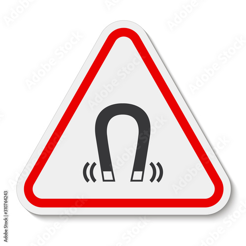 Beware Magnetic Field Symbol Sign Isolate On White Background,Vector Illustration EPS.10