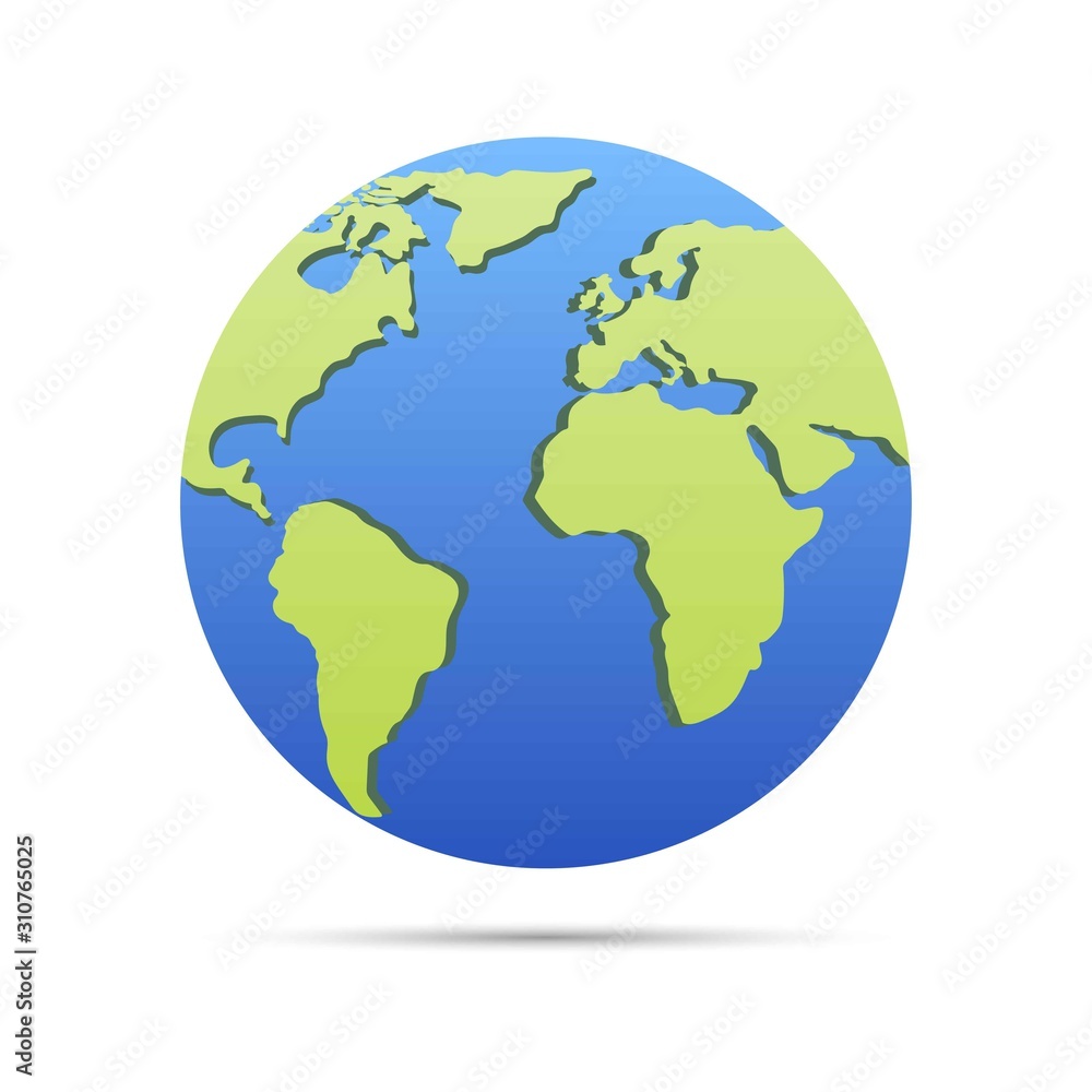 Modern 3d world map concept isolated on transparent background. World planet, vector earth sphere illustration