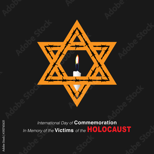 Banner/poster for International Day of Commemoration in Memory of the Victims of the Holocaust on January 27. 
