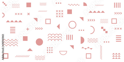 Memphis Simple Blue Abstract Circle Line Rectangle Box Arrow Cross Mountain River Pie Egypt Basic Shape Background For shirt