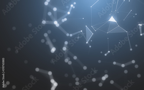 Wallpaper Mural Abstract background. Molecules technology with polygonal shapes, connecting dots and lines. Connection structure. Big data visualization. Torontodigital.ca