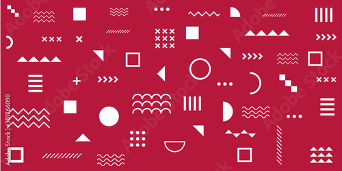 Memphis Simple Blue Abstract Circle Line Rectangle Box Arrow Cross Mountain River Pie Egypt Basic Shape Background For shirt