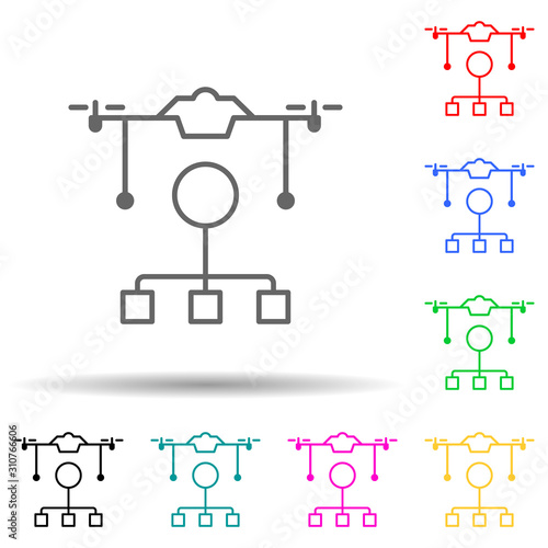 control of drones multi color style icon. Simple thin line, outline vector of drones icons for ui and ux, website or mobile application