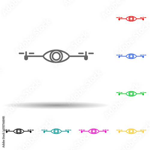 drone with camera multi color style icon. Simple thin line, outline vector of drones icons for ui and ux, website or mobile application