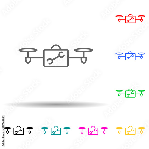 drone tools multi color style icon. Simple thin line, outline vector of drones icons for ui and ux, website or mobile application photo