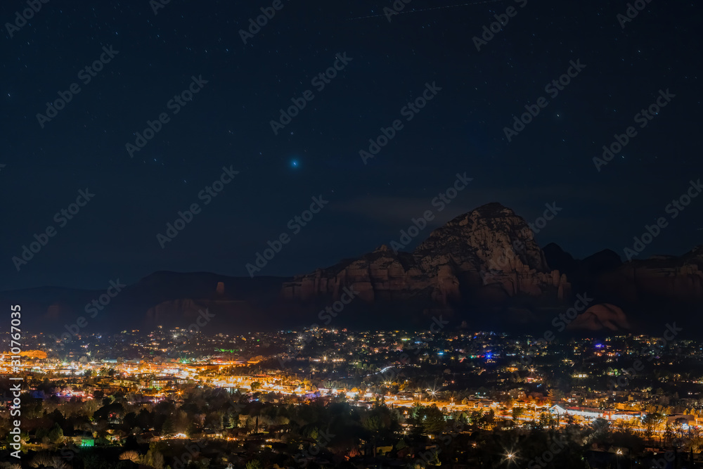 Night starry sky with the beautiful Capitol Butte landscape of Sednoa