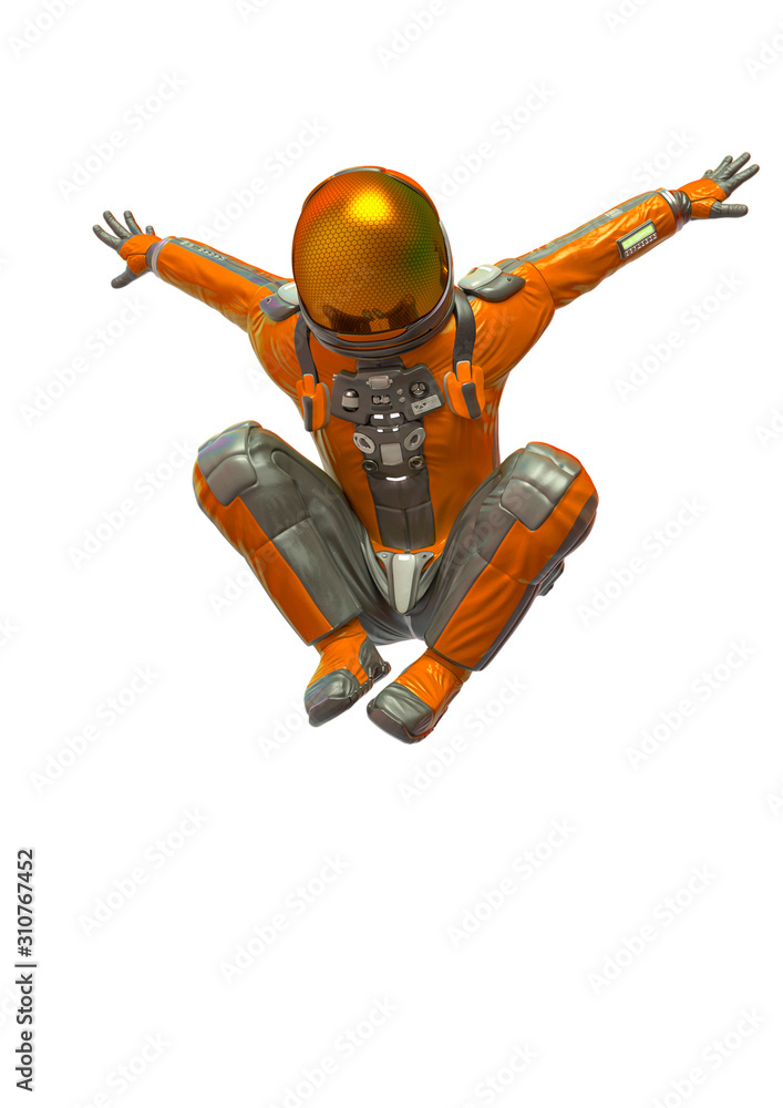 astronaut explorer jump attackin white background astronaut explorer jump attackin white background