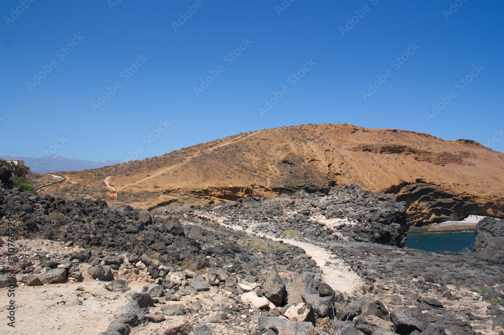 Landscape of the yellow mountain south of the island of Tenerife