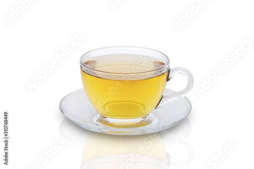 Green Tea Cup Isolated on a white - Herbal tea anise ginger and lemon 