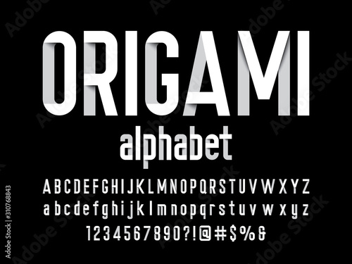 Paper folding origami style alphabet design