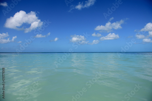 Caribbean sea, tropical waters, sky and clouds, Playa Buye, Puerto Rico