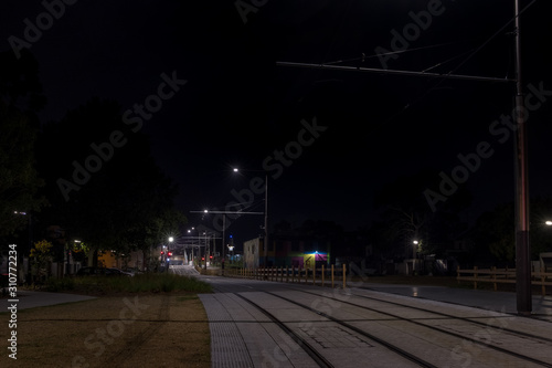 tram track at night