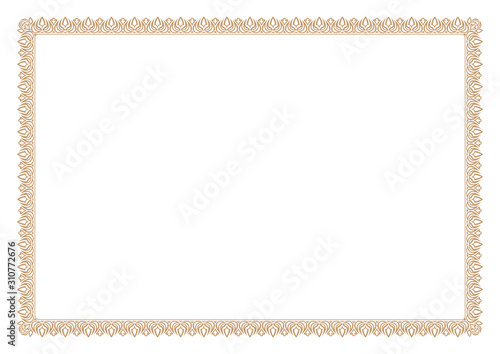 Blank Certificate border, ready add text, in gold color