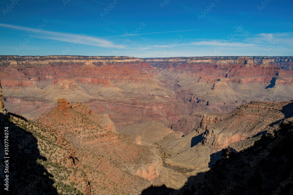 Beautiful landscape of the Bright Angel Trail, Grand Canyon National Park Beautiful landscape of the Bright Angel Trail, Grand Canyon National Park