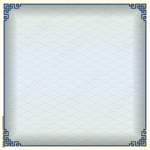 Traditional Chinese Blue Porcelain And White Jade Colors Background, The Great Wall Frame