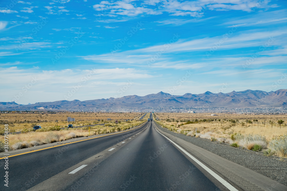 Morning sunny view of highway and nature scenic view