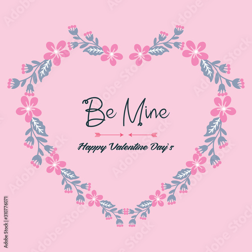 Cute pink background, with floral frame, for card decoration be mine. Vector © StockFloral