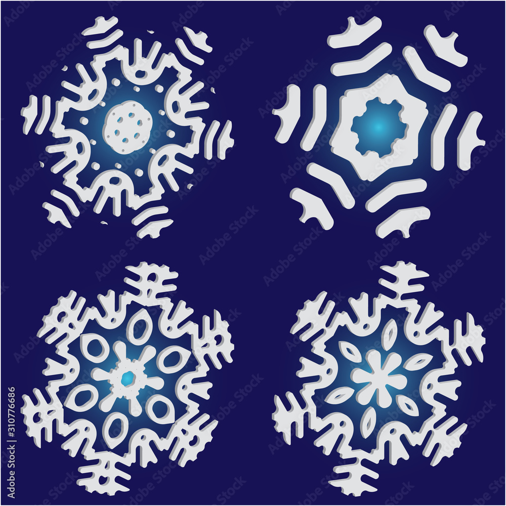 Kit of simple christmas snowflakes on blue background. Kit of simple christmas snowflakes on blue background.