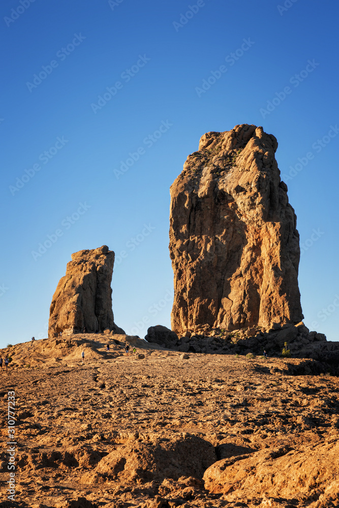 Famous volcanic rock Roque Nublo, Gran Canaria, Spain