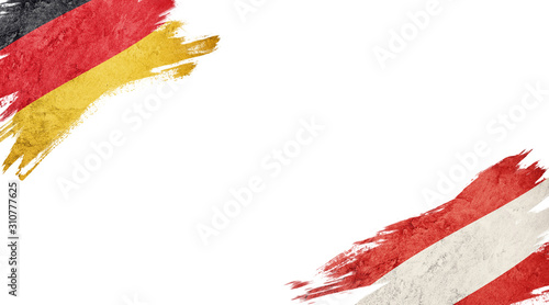 Flags of Germany and Austria on White Background photo