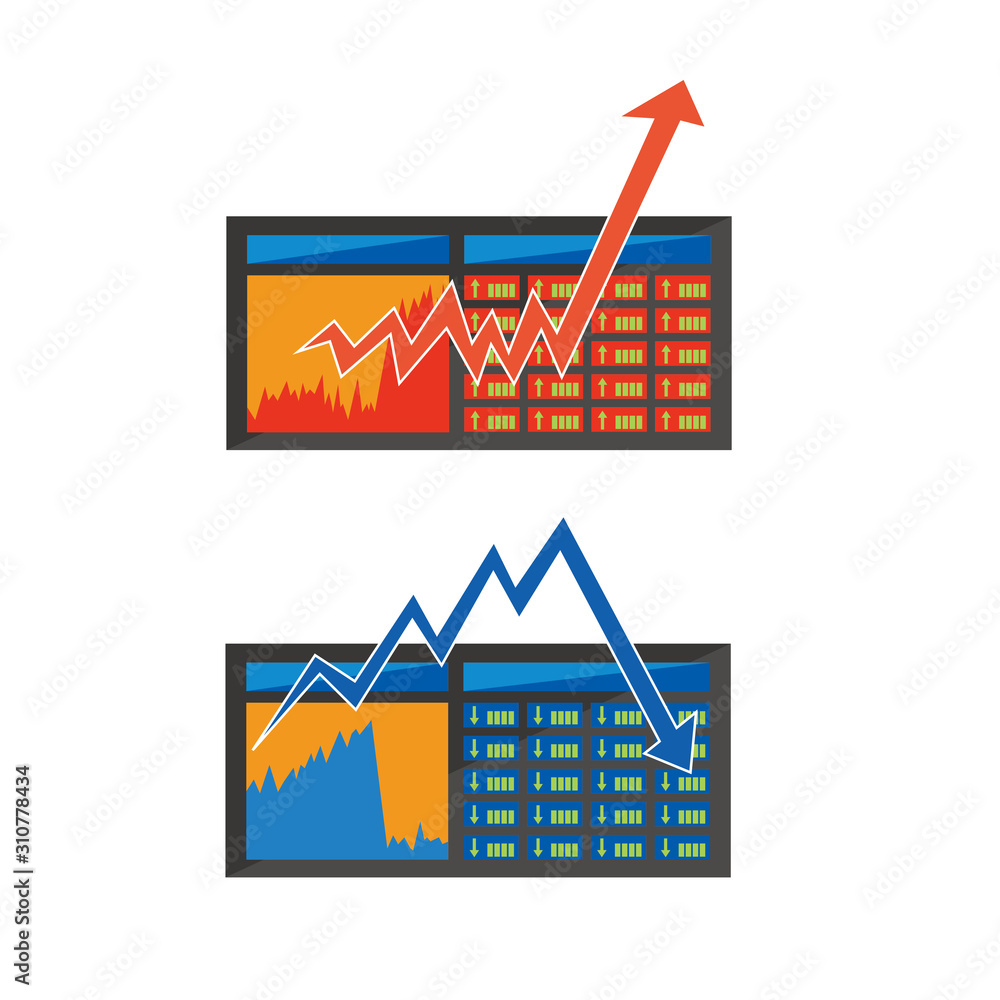 株価ボード 高騰 暴落 証券会社 矢印 チャート Stock Vector Adobe Stock