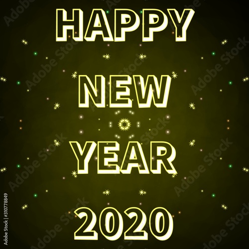 happy new year 2020 greeting lettering for poster and banner