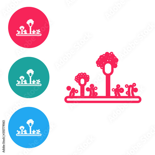 Red line Mold icon isolated on white background. Set icons in circle buttons. Vector Illustration