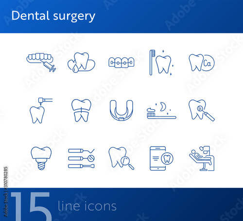 Dental surgery  icons. Set of line icons