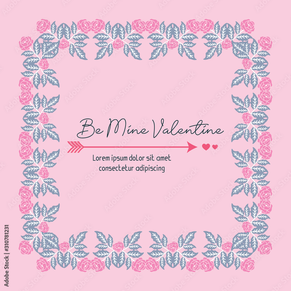Card pattern elegant be mine, with design pink floral frame. Vector Card pattern elegant be mine, with design pink floral frame. Vector