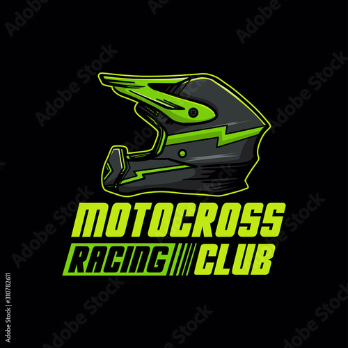 motocross racing club design logo t shirt merchandise illustration vector helmet